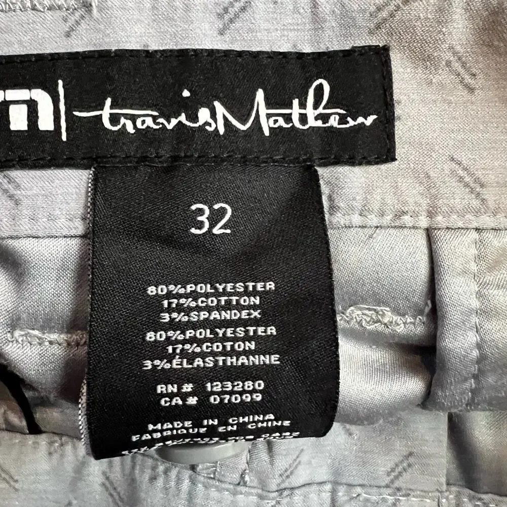 Travis Mathew Shorts Mens 32 Gray Performance Golf Stretch Flat Front Geometric